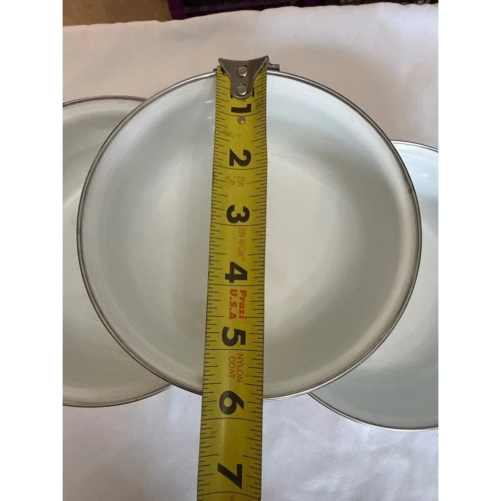 Vintage Style Enamelware Fruit Nesting Bowls Set of 3 with 1 Lid Apple Grapes
